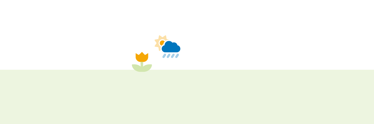 Illustration of healthy plant on green foundation with rain and sun above